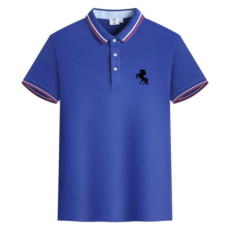 Мужская красивая рубашка-поло 2XL чёрный/синий