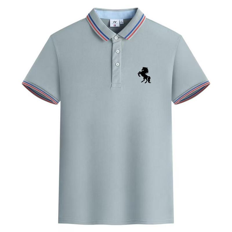 Мужская красивая рубашка-поло XL серый/чёрный